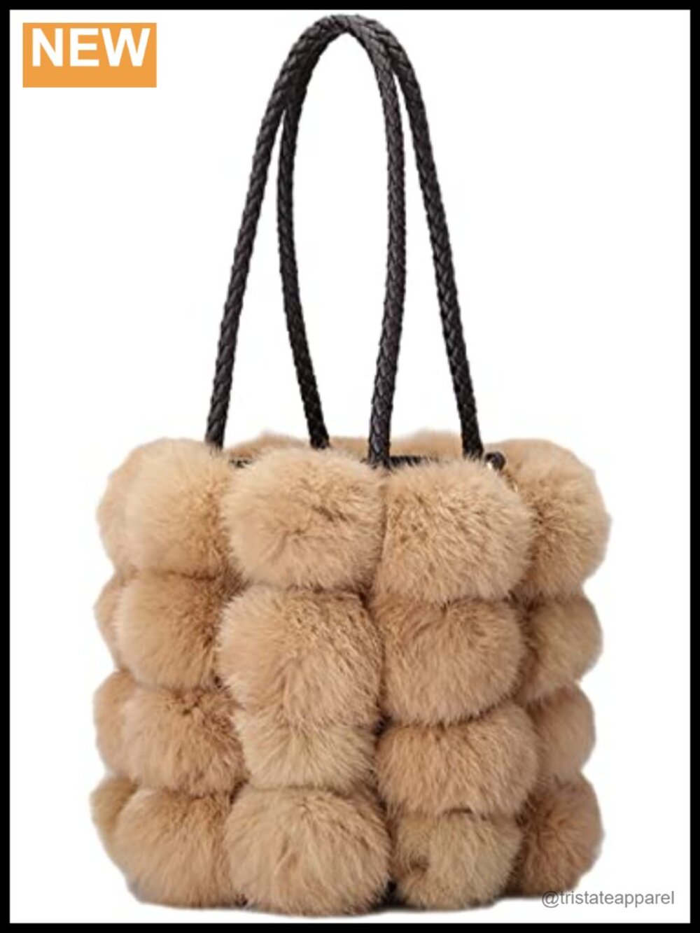 Plush Faux Fur Bucket Drawstring Crossbody Shoulder Tote Bag